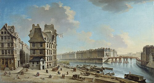 La Grève, l'Ile Saint-Louis et le Pont Rouge, vus de la place de la Grève, 1754, Nicolas-Jean-Baptiste Raguenet