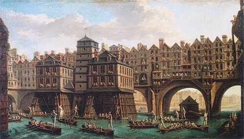 La Joute des mariniers entre le pont Notre-Dame et le pont au Change, 1751, Nicolas-Jean-Baptiste Raguenet