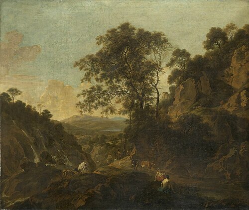 Paysage italianisant avec cascades, 1650, Dirck van der Lisse