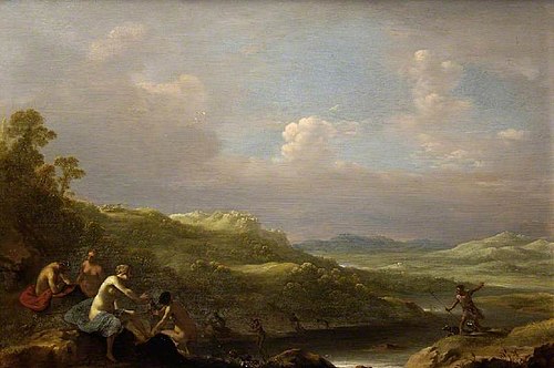 Landscape, with Diana and Actaeon, , Dirck van der Lisse