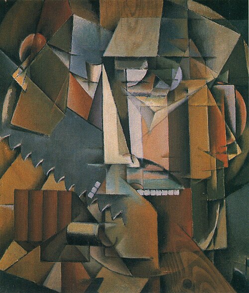 Non-Objective Composition (Self-portrait with saw), 1914, Ivan Kliun
