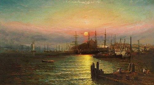 East River Scene, Brooklyn, NY, 1886, Elisha Taylor Baker