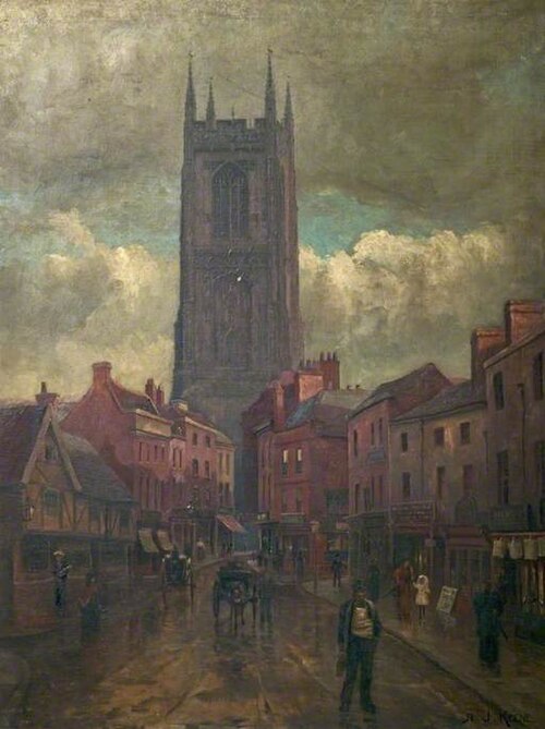 All Saints' Church Tower, Queen Street, Derby, 1889, Alfred John Keene