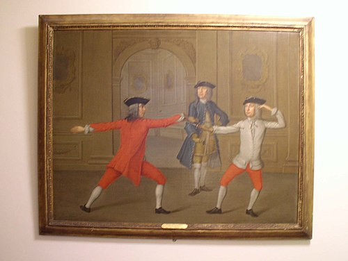 Thomas Hollis V (1720-1774), fencing with Mr. J. Martin and his son, 1746, John Green