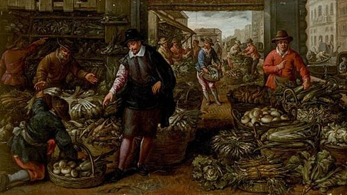 Vegetable Market in Venice, 1600, Dirck de Vries