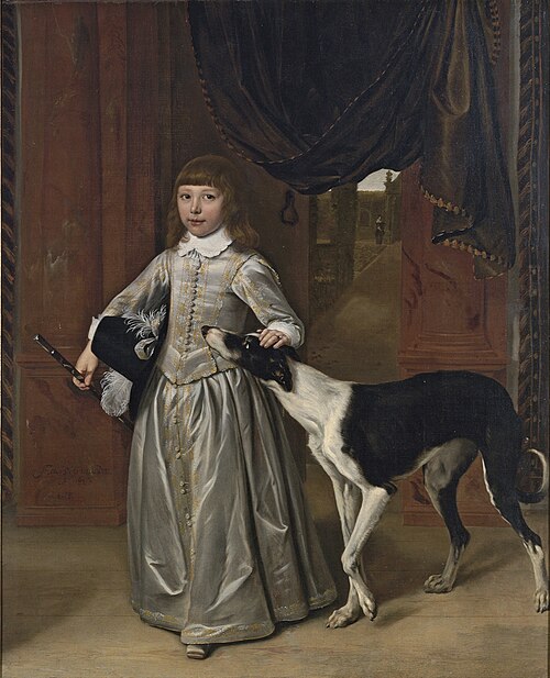 Portrait of a boy, full-length, with a dog, 1648, Ludolf Leendertsz. de Jongh