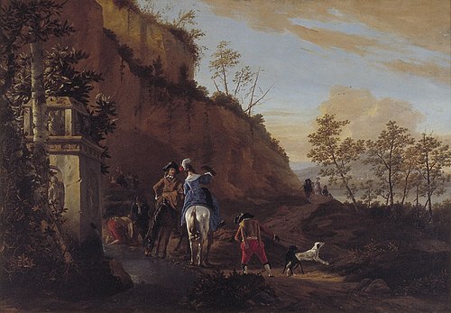 Italian Landscape with Hunting Party, 1650, Ludolf Leendertsz. de Jongh