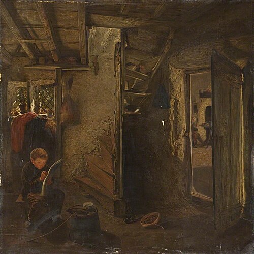 Interior with a Boy Drawing, 1866, Thomas Wade