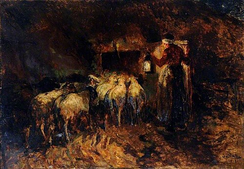 Sheep in a Barn, 1918, Willem van der Nat