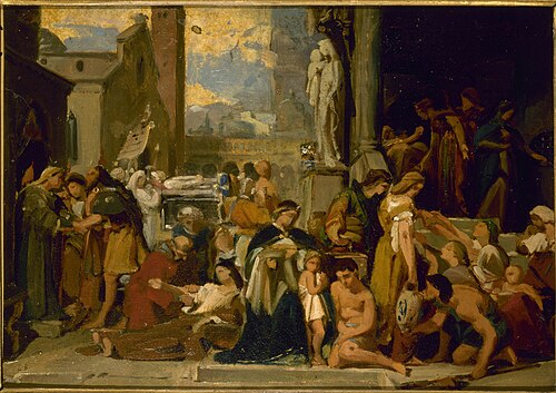 Esquisse pour l'église Sainte-Elisabeth : Les sept œuvres de miséricorde, 1839, Jean-Louis Bézard