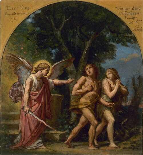 Esquisse pour l'église de Saint-Leu-Saint-Gilles : Le péché originel, 1869, Jean-Louis Bézard