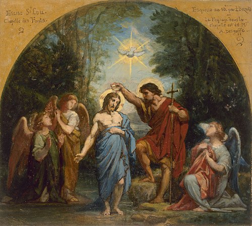 Esquisse pour l'église de Saint-Leu-Saint-Gilles : Le Baptême du Christ, 1869, Jean-Louis Bézard