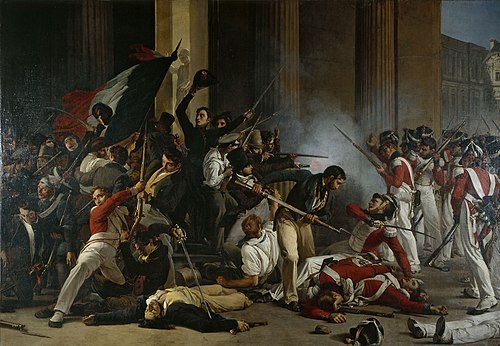 Prise du Louvre le 29 juillet 1830 : massacre des gardes suisses, 1832, Jean-Louis Bézard