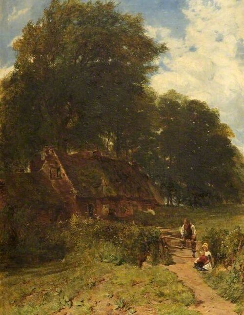 Cottage Scene, Warley, Worcestershire, 1849, Charles Thomas Burt
