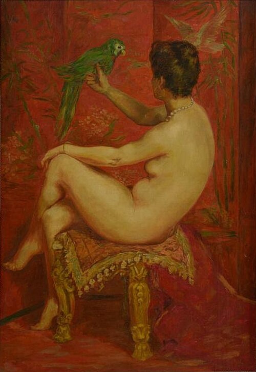Woman with a parrot, 1950, Émile Baes