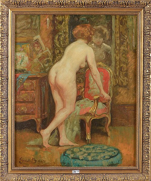 Nude female with a mirror, 1950, Émile Baes