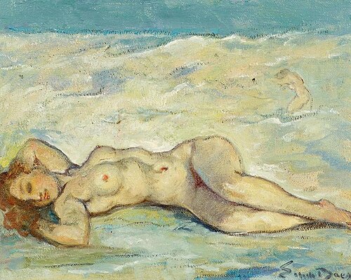 Female nude on the beach, 1950, Émile Baes