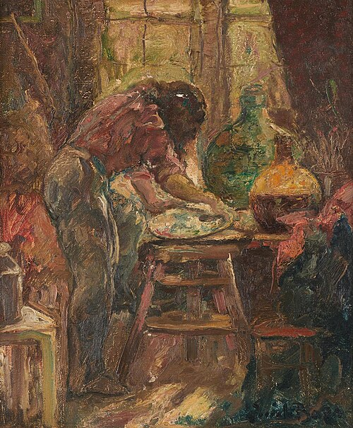 Rachel Baes in her atelier, 1950, Émile Baes