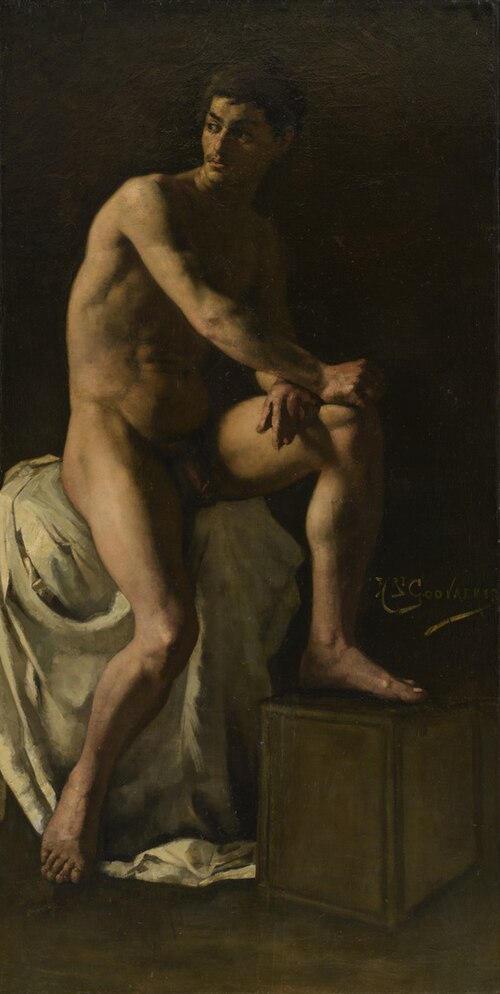 Portret van een zittende naakte man, , Henri Goovaerts