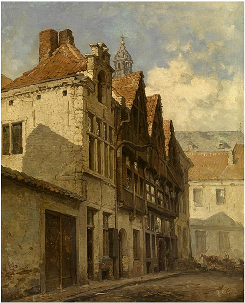 The Stoelstraatje and the tower of the Saint Paul's Church, 1869, Hendrik Frans Schaefels