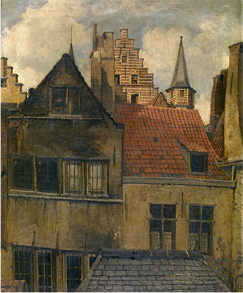 The Vleeshuis and old houses, 1873, Hendrik Frans Schaefels