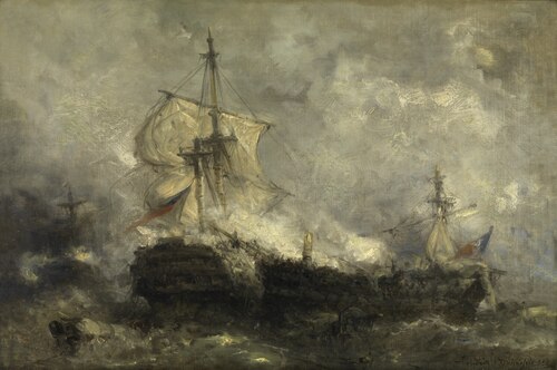 A Naval Battle, 1880, Hendrik Frans Schaefels