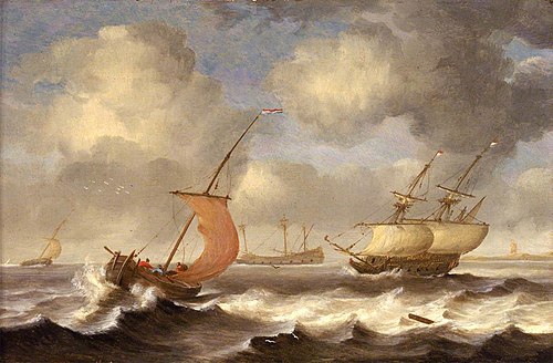 Dutch ships in a breeze, 1650, Monogrammist D. W.