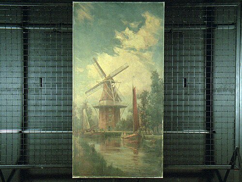 Schilderij van een molen, afkomstig uit het s.s. 'Veendam' (II) van de Holland-Amerika Lijn, 1922, Maurice Randall