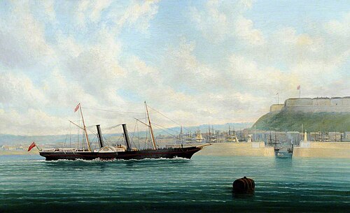 The 'Dispatch', Mail Steamer, Entering St Helier Harbour, 10 July, 1849, Philip John Ouless
