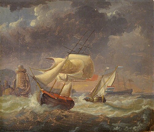 Ships off a Coastal Keep, 1850, Philip John Ouless