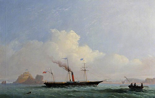 The 'Ladybird' Steamship off Elizabeth Castle, 1851, Philip John Ouless