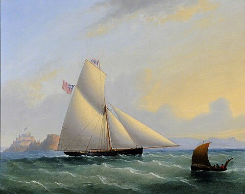 The 'Eclipse' off a Coast with a Fort, 1863, Philip John Ouless