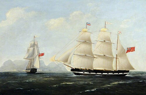 The 'Rambler' off Table Mountain, Cape Town, 1865, Philip John Ouless