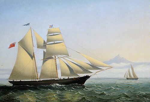 The 'Electra' off a Mountainous Coast, 1866, Philip John Ouless