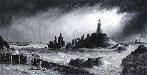 View of Corbiere Lighthouse, Jersey, 1873, Philip John Ouless