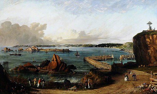 St Aubin's Bay from Mount Bingham, 1875, 1875, Philip John Ouless