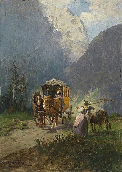 Postkutsche in den Bergen, 1900, Otto Fedder
