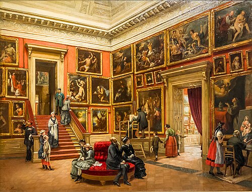 Dans la galerie de Dresde, 1881, Karl Louis Preusser