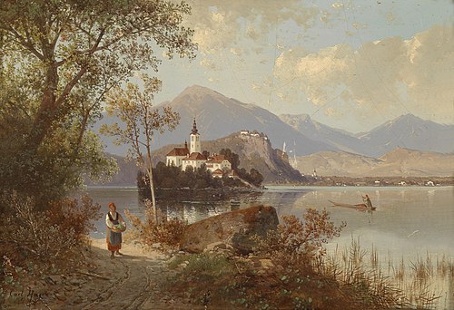 Vue du lac de Bled, 1897, Carl Hasch