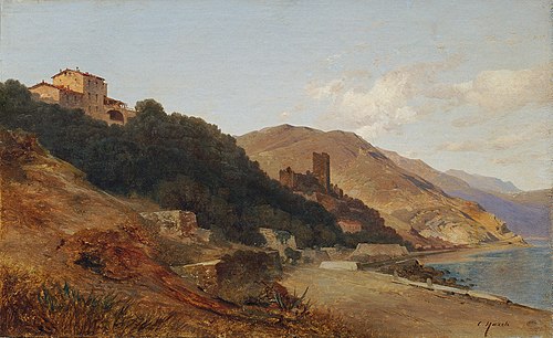 Italienische Abendlandschaft (Herbstabend an der Riviera bei Bordighera), , Carl Hasch