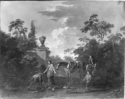Landschaft mit Jagdstaffage, 1750, Norbert Joseph Carl Grund