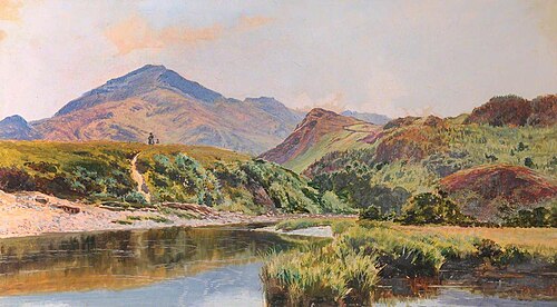 Moel Hebog from the Glaslyn, 1882, Frederick William Hayes