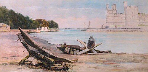 Caernarfon Castle from the Opposite Side of the Point, 1884, Frederick William Hayes