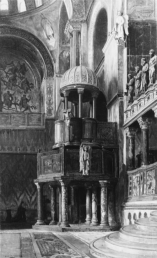 Pulpit in Saint Mark's, Venice, 1870, George Henry Yewell