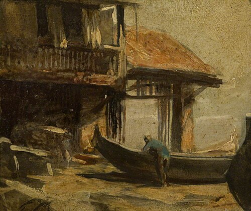 A Gondola Maker's Yard, Venice, 1909, Charles Hodge Mackie