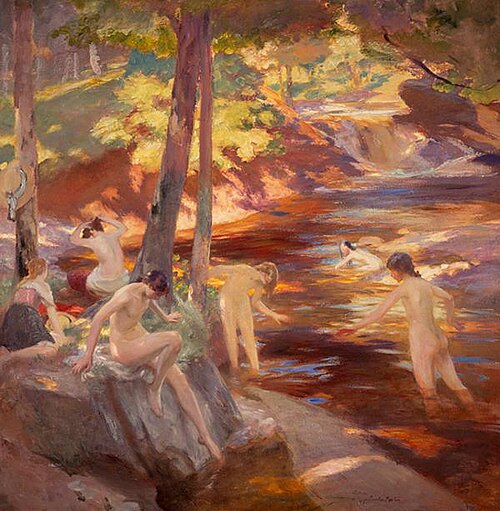 The Bathing Pool, 1921, Charles Hodge Mackie