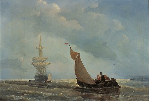 Stormy Sea with Sailing Ship and Fishing Boats, 1848, Albert van Beest