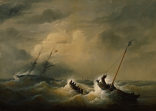 The Rescue of the Crew of the Austrian Brig "Pegno D'Amicizia" on 25 October 1852, 1853, Christiaan Cornelis Kannemans