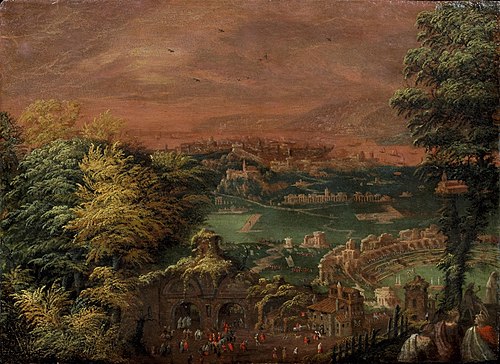 Landscape with the disciples going to Emmaus, 1577, Michiel Gast