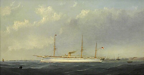 The Troopship 'Euphrates' Leaving Harbour, 1870, George Mears